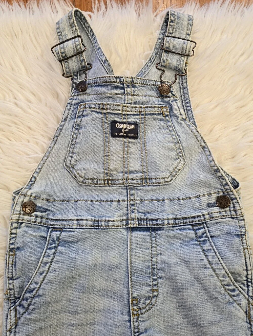 ​OshKosh Bgosh Toddler 2T Light Wash Denim Overalls Blue Bib Jeans Dungaree Pant